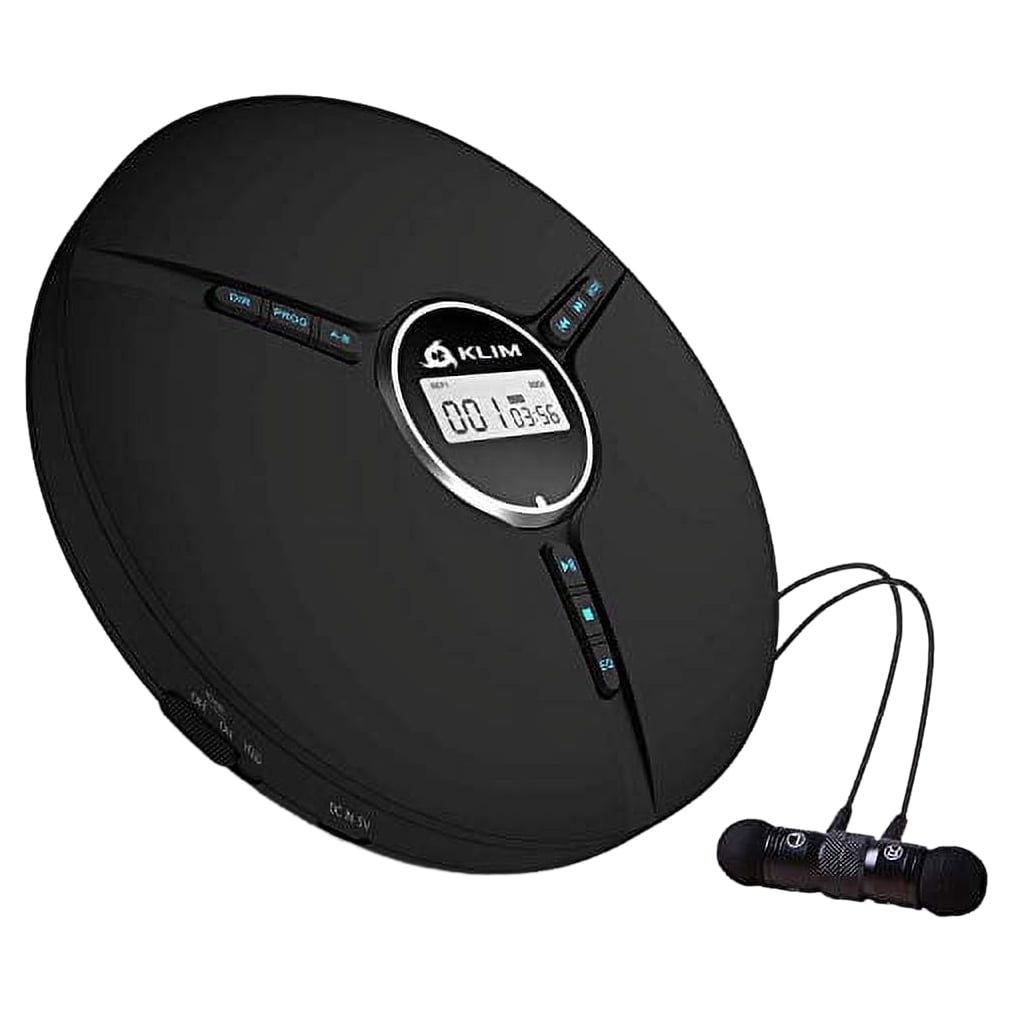 KLIM Discman Portable Compact CD Player with Built-in Battery, Includes Fusion Earphones.  MP3 CR-R/CD-RW Compatible, Black