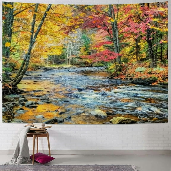 PRATYUS Nature Tapestry Wall Hanging Fall Forest Waterfall Wall Tapestry Tree Scenic Landscape Blanket for Bedroom Window Living Room Dorm Art Home Office Decoration Painting