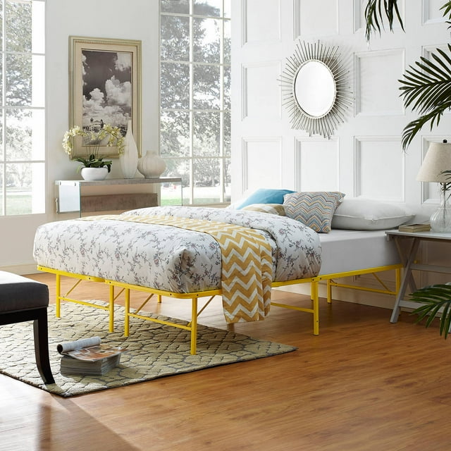 Modway Horizon Full Stainless Steel Bed Frame in Yellow