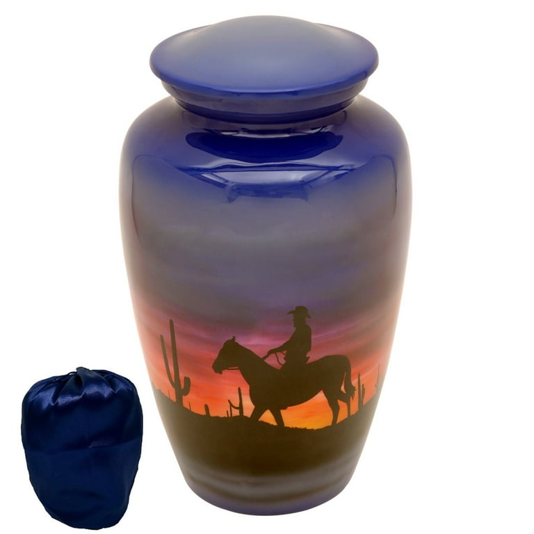 Memorials4u Hand painted Metal Cremation Urn - Adult Urn - Solid Metal  Funeral Urn - Handcrafted Adult Funeral Urn for Ashes - Great Urn Deal  (Cowboy