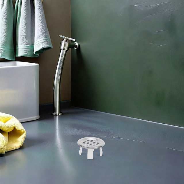 OULII 12Ud Redonda Para Orificio De Desbordamiento De Lavabo En Inoxidable Plateado