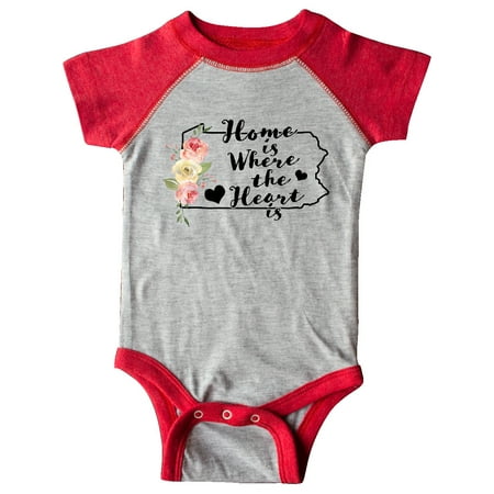 

Inktastic Pennsylvania Home is Where the Heart is with Watercolor Gift Baby Boy or Baby Girl Bodysuit