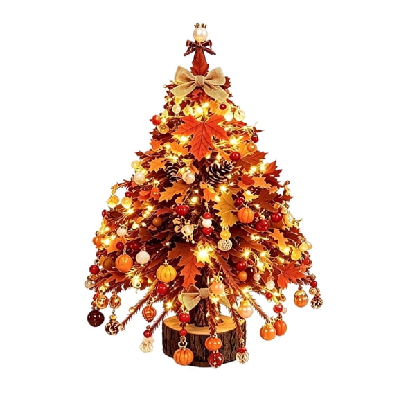 Aoznliie DIY Beaded Christmas Tree Kit, Maple Bead Kit Christmas Tree for Desk, 8x4 inch Tabletop Christmas Decor for Home Office, Orange