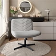 thumbnail image 7 of Yaheetech Fabric Swivel Desk Chair with No Arms and Extra Wide Seat, Light Gray, 7 of 7