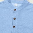 thumbnail image 6 of FAWUUDO Men's Casual T-Shirt Short Sleeve Button Stand Collar Summer Breathable Solid Color Top Light Blue, 6 of 7