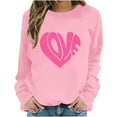 thumbnail image 6 of Crewneck Sweatshirts Valentines Day Tops Womens Long Sleeve Love Heart Printed Loose Pullover Fall Spring Clothes (S, Pink), 6 of 7