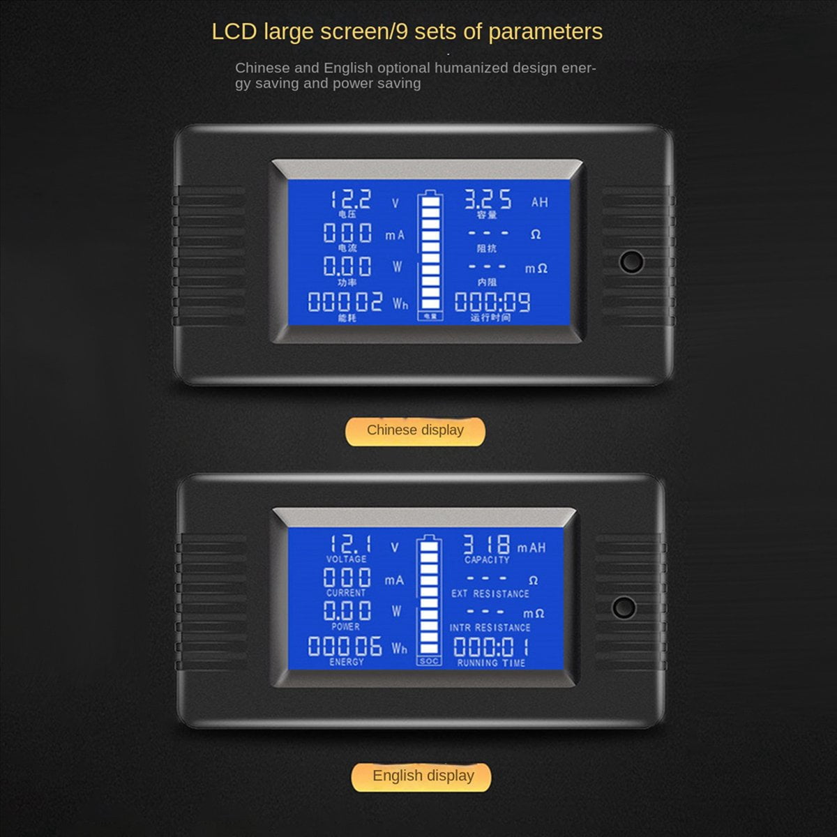 2X PZEM015 Digital DC 0-200V Voltage Current with 200A Shunt Car Battery Tester Voltage Meter Monitor 12V 24V 48V,2 x Battery Tester 2 x 200A Shunt,Black