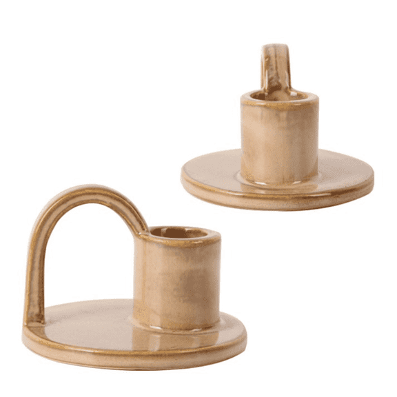Aria Home Set of 2 Modern 3" Ceramic Candle Holders Rustic Glazed Home Decor Accents