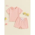thumbnail image 4 of Suealasg Kids Toddler Girl Clothes 1T 2T 3T 4T 5T Short Sleeve Crew Neck T-shirt + Elastic Waist Shorts Little Girl 2Pcs Summer Casual Outfits, 4 of 7