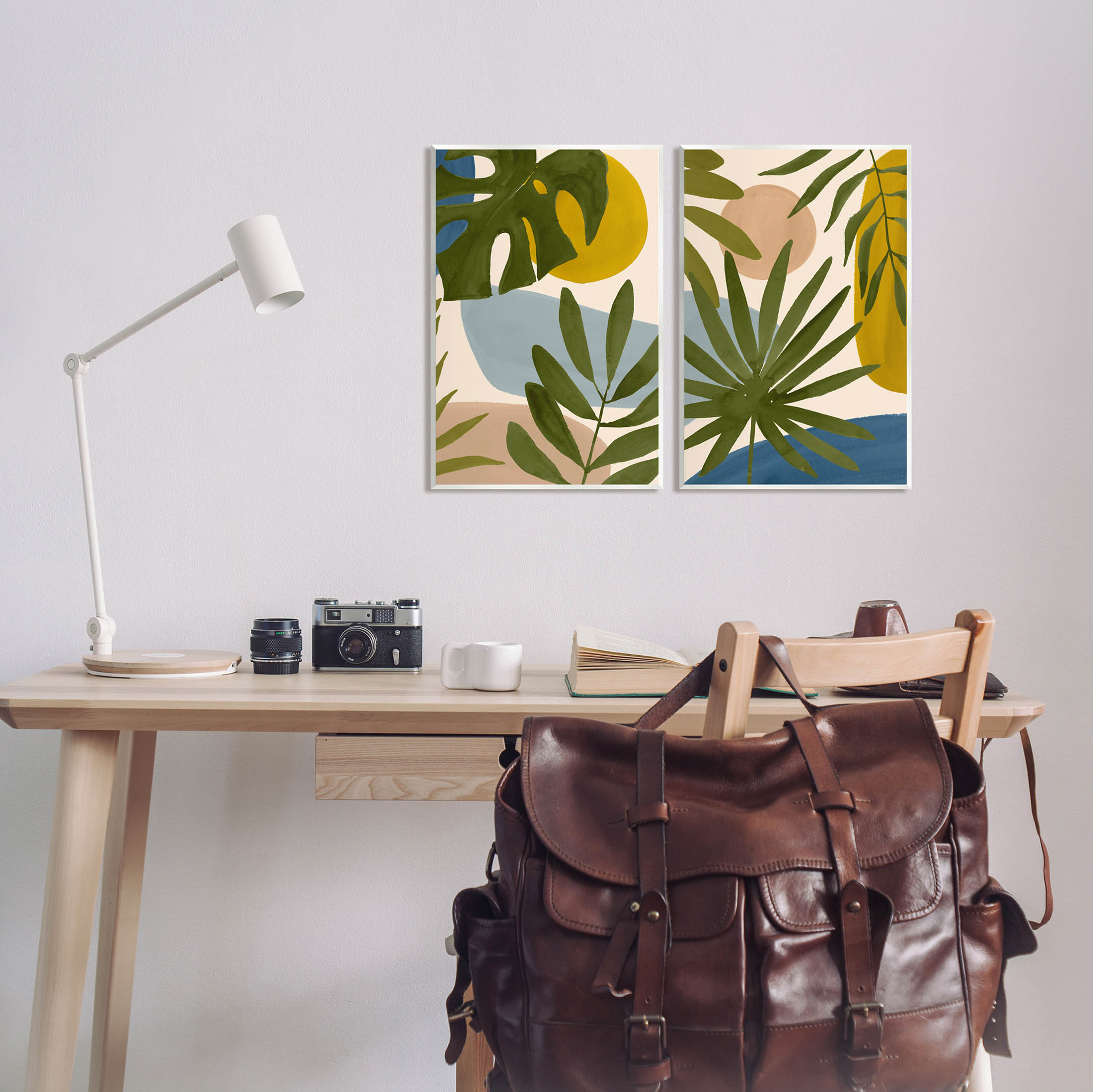 Stupell Industries Tropical Bohemian Plant Leaves Graphic Art Unframed Art Print Wall Art, Set of 2, Design by Victoria Barnes