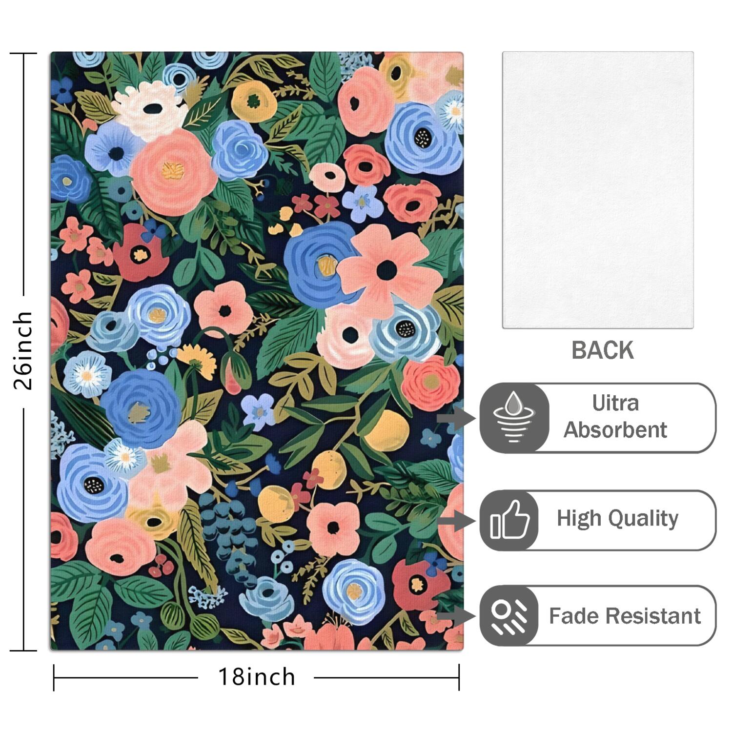 6 Pcs Funny Kitchen Towels,Pioneer Flower Floral Print Pattern Microfiber Dish Towels,Kitchen Tea Towels,Kitchen Towel Set (18" X 26")