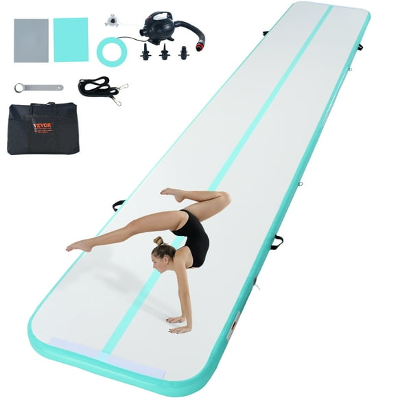 VEVOR Gymnastics Air Mat, 4 inch Thickness Inflatable Gymnastics Tumbling Mat, Tumble Track with Electric Pump