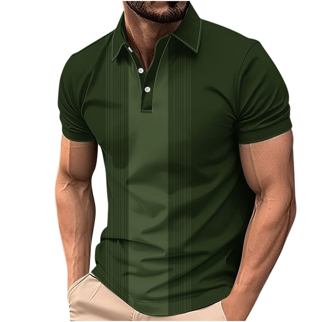 Camisas Casuales de los Hombres Impreso Cuello de Manga Corta, Deportivo Tenis de Negocios Poliéster Superior