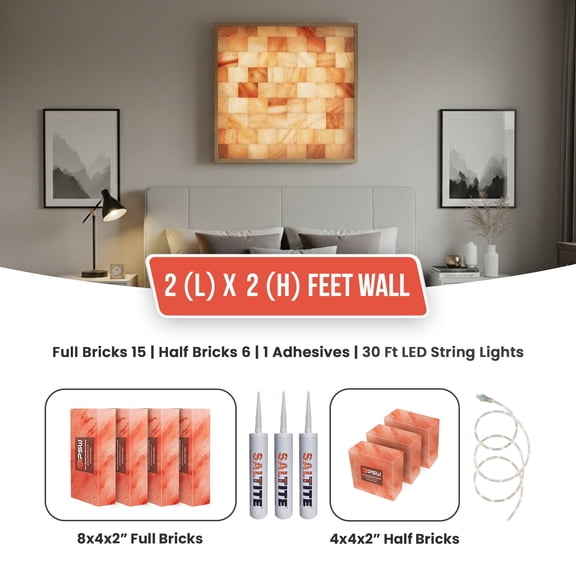 2 ft x 2 ft Pink Salt Wall Kit Including Bricks, Glue, Placement Map and Manual Wall Single Pack