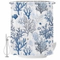 thumbnail image 2 of Blue Coastal Waterproof Fabric Shower Curtain,Summer Nautical Ocean Beach Coral Fish Waterproof Fabric Shower Curtain for Bathroom Curtains Bathtubs Hotel Shower Curtains with 12 Hooks Standard 60x72, 2 of 8
