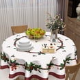 thumbnail image 5 of Christmas Round Tablecloth 60 Inch Christmas Holly Berry Ribbon Bordered Table Cloth Winter Xmas Holiday Polyester Circle Table Cover for Party Dining Room Home Decor, 5 of 6