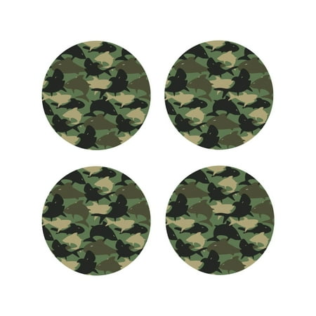 

Junzan Camouflage Shark Print Coasters for Drinks - Leather Coasters Set of 4 for Coffee Table for Housewarming/Kitchen/Bar/Decor-Round Shape