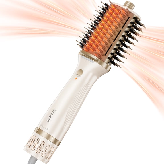 5-in-1 Hair Dryer Brush & Hot Air Styler for Wet & Dry Hair, Ionic Blow Dryer Brush with PTC Heated Comb, Volumizer, Straightener & Curler for Frizz-Free Hair, One-Step Salon Styling, Pearly White