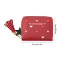 thumbnail image 2 of Ikohbadg Womens Wallet with Zipper, PU Leather Women's Wallet with Card Slots, Credit Card Holder Small Wallet with Heart-embroidery Cute Wallet with Star Tassels Pendant, Red, 2 of 6