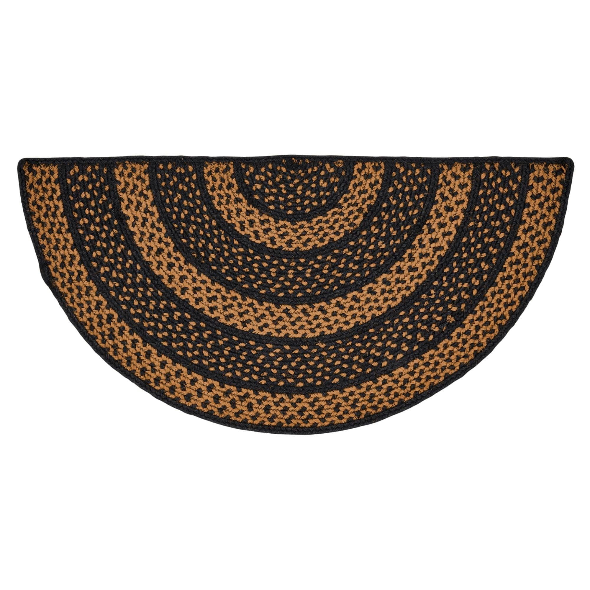 Rug Black  Tan Braided Jute Country No Slip Floor Decor TCC Brands