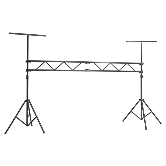 Heavy Duty DJ Stage Lighting Truss, 9.84ft Height, 80kg Load Capacity, Free Standing, Black Powder Coated with Anti-Slip Rubber Footbeds