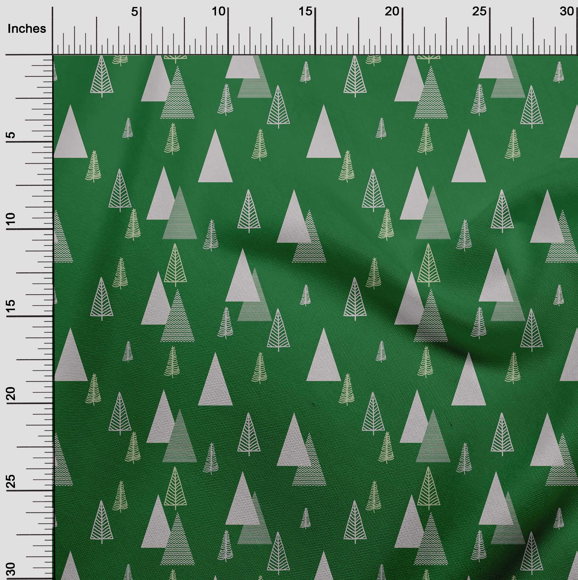 oneOone Cotton Silk Green Fabric Christmas Tree Dress Material Fabric Print Fabric By The Yard 42 Inch Wide