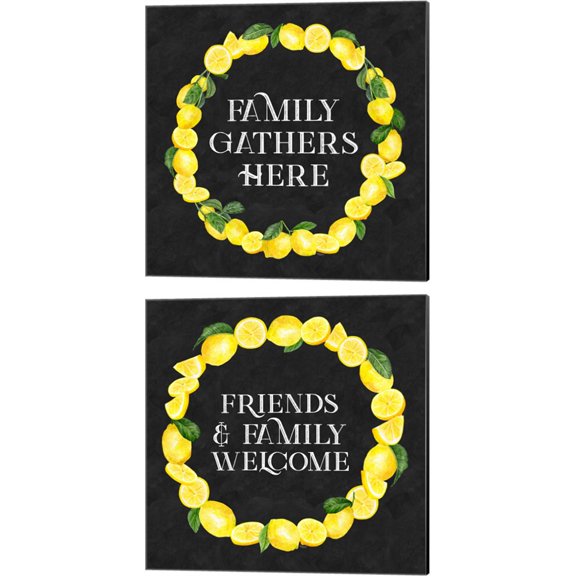 Great Art Now Live with Zest Wreath Sentiment by Tara Reed 2 Piece Canvas Art Set Each 14"W x 14"H