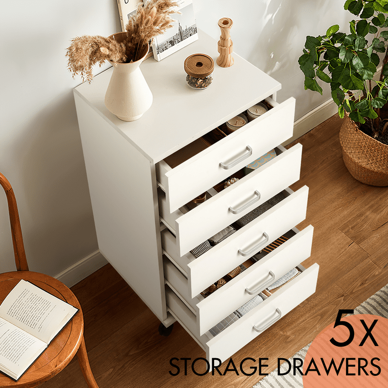 5/7 Drawer Chest, Wood Storage Dresser Cabinet with WheelsRustic