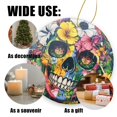 thumbnail image 3 of Funny Christmas Ornament,Gorgeous Flower - Swamped Skull,Xmas Round Ceramic Pendant, 3 of 6