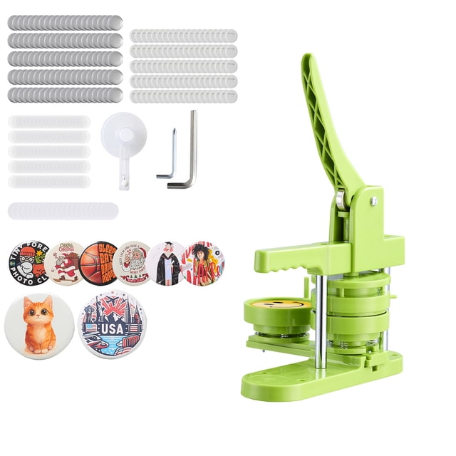 KFFKFF Button Maker Machine, 2.95 in, Plastic Pin Maker with 100pcs Button Parts, Mr. Panda Magic Book, Circle Cutter and Hex Wrenches, Reinforced Ergonomic Handle
