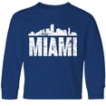 thumbnail image 3 of Inktastic Miami Skyline Grunge Long Sleeve Youth T-Shirt, 3 of 5