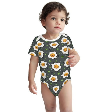 

Fotbe Cute Poached Eggs Pattern Unisex-baby Short-sleeve Bodysuit Short Sleeve Bodysuits One-piece 100% Organic Cotton for Infant Baby Boys Unisex-3 Months