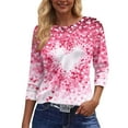 thumbnail image 3 of Fgvctg Valentine's Day Spring Tops for Women 2025 Casual 3/4 Length Sleeve Crewneck Top Trendy Date Night Pullover Shirts Plus Size Cute Love Heart Print Blouses Gifts for Women Dark Gray 3XL, 3 of 5