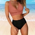 thumbnail image 4 of Antinious Women Period Solid V-Neck Rear Short Bottom Built In Cup Wireless Balanced Stylish 2 Piece Bikinis Set, 4 of 5
