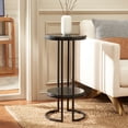 thumbnail image 2 of SAFAVIEH Gunther 28" Round End Table, Marquine Black Marble/Black, 2 of 9