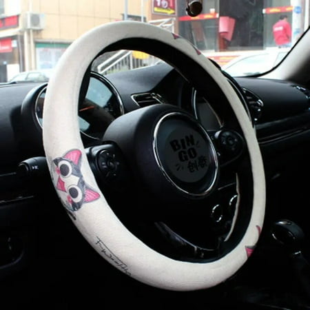 Kawaii Hello Kittys Car Steering Wheel Cover Anime Kt Cartoon D Shape Steering Wheel Protector Non-Slip Auto Handle Sheath Decor