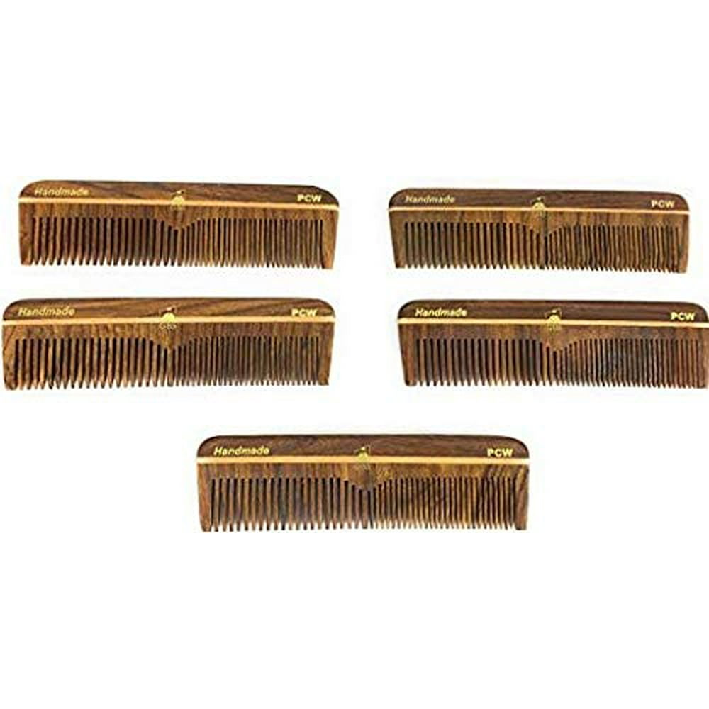 GBS Professional Mens Pocket Comb 5" Wood Coarse Fine Tooth