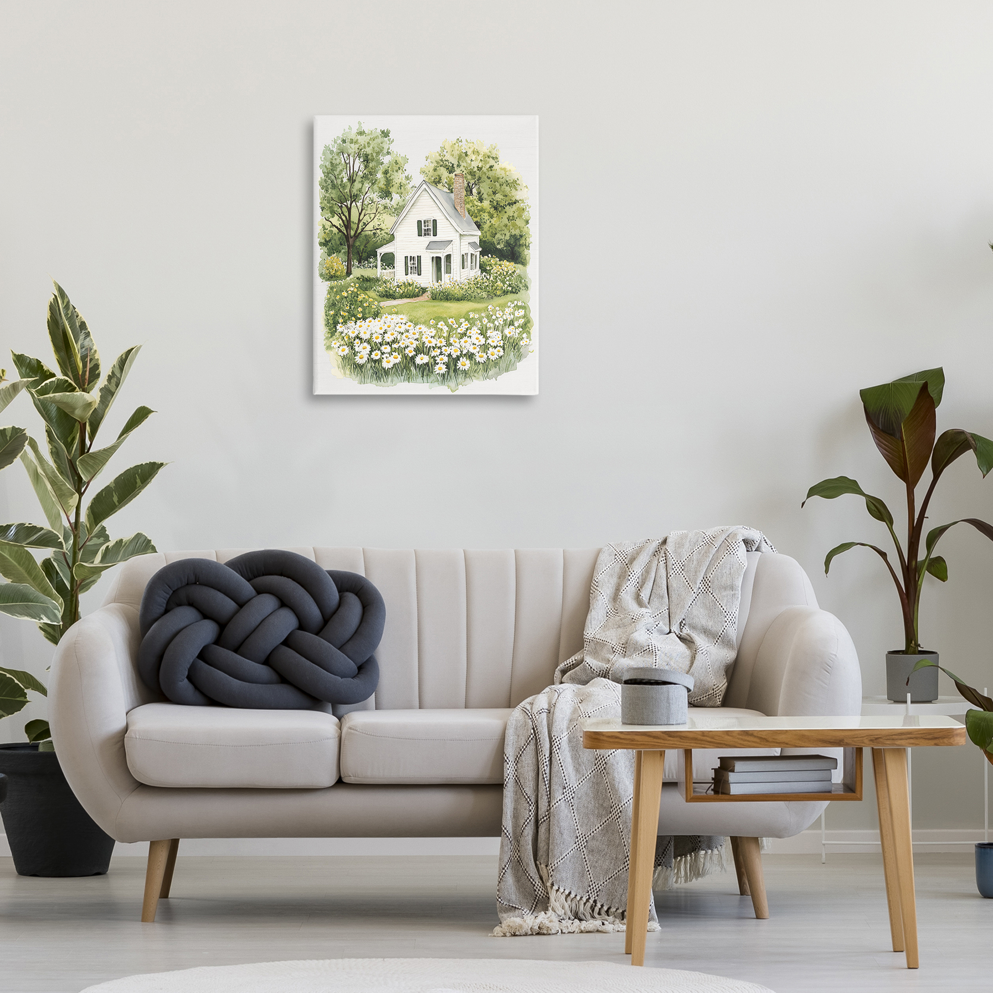 Quaint Countryside Cottage Garden Canvas Wall Art, design by Lettered and Lined