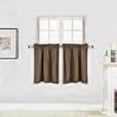thumbnail image 3 of Home Collection 2 Panels 100% Blackout Curtain Set Solid Color with Rod Pocket Short Tier Drapes for Kitchen, Dinning Room, Bathroom, Bedroom,Living Room Window New (58” Wide X 23” Long, Choclate), 3 of 4