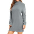 thumbnail image 3 of Vestido jersey de manga abullonada,Vestido suéter de cuello alto para mujer Vestido jersey de punto Vestido suéter de cuello alto Aspecto llamativo, 3 of 7