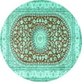 thumbnail image 1 of Ahgly Company Indoor Round Persian Turquoise Blue Traditional Area Rugs, 6' Round, 1 of 4