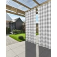 thumbnail image 3 of nqOlkjepod Outdoor Curtains for Patio Waterproof, Grey Plaid Outdoor Privacy Panels Grommet, Gradient Geometric Buffalo White Checkered Blackout Outside Curtains for Porch/Cabana 54"x108", 2 Panels, 3 of 8