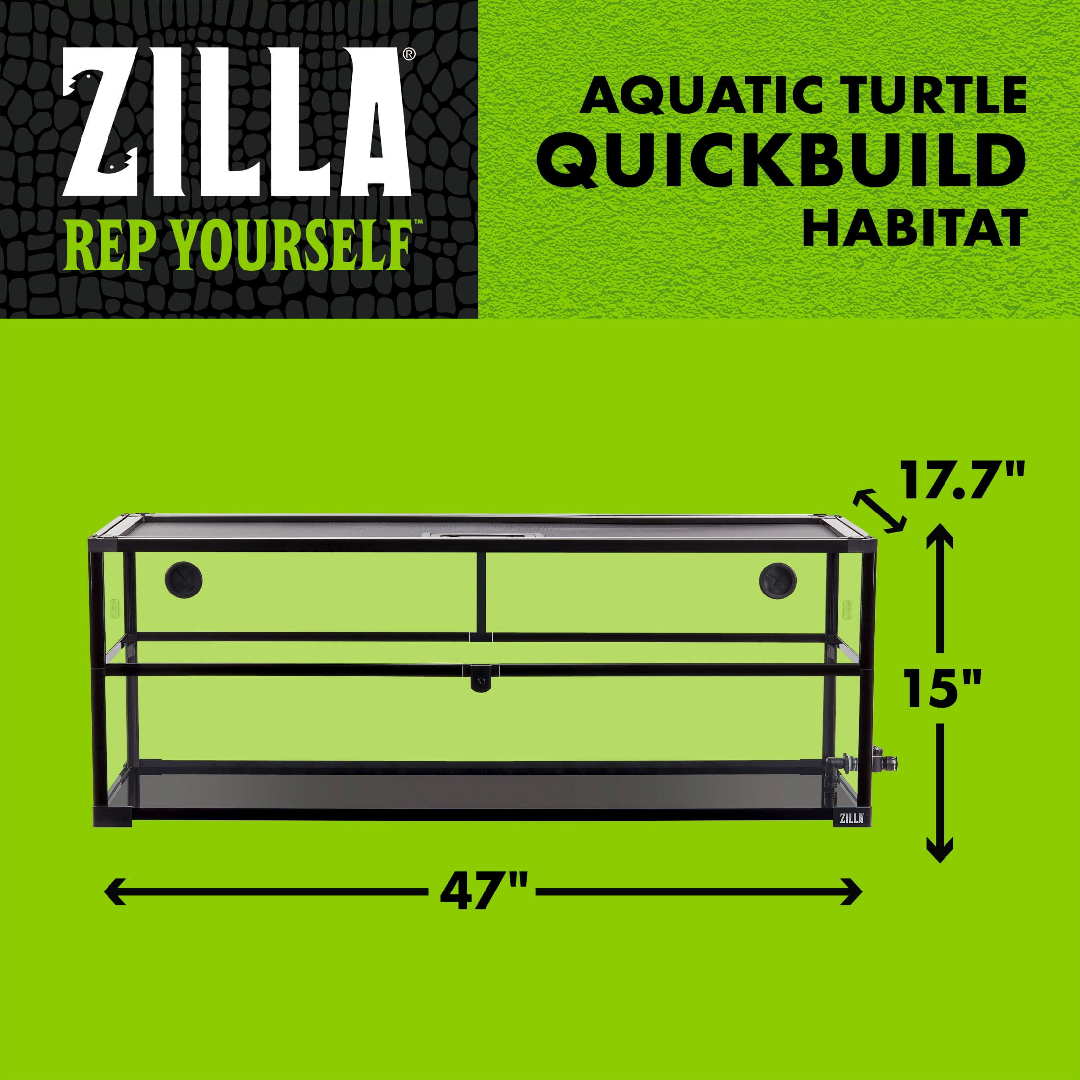 Zilla Aquatic Turtle QuickBuild Habitat 47”x15”x18” - Walmart.com