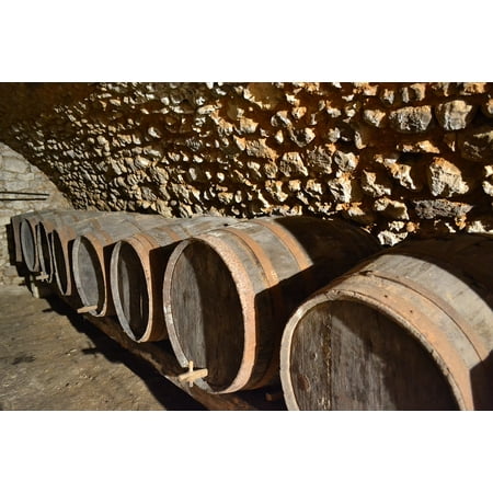Castle French Wine - LAMINATED POSTER Wine Barrel France Cave Old Barrel Castle Poster Print 24 x 36