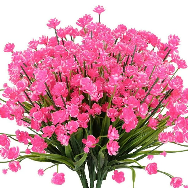 6 Bundles Artificial Flowers for Outdoors UV Resistant Plastic Flowers