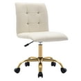 thumbnail image 2 of Duhome PU Leather Home Office Chair, White Desk Chair Tufted Vanity Chair with Wheels for Bedroom, 2 of 7