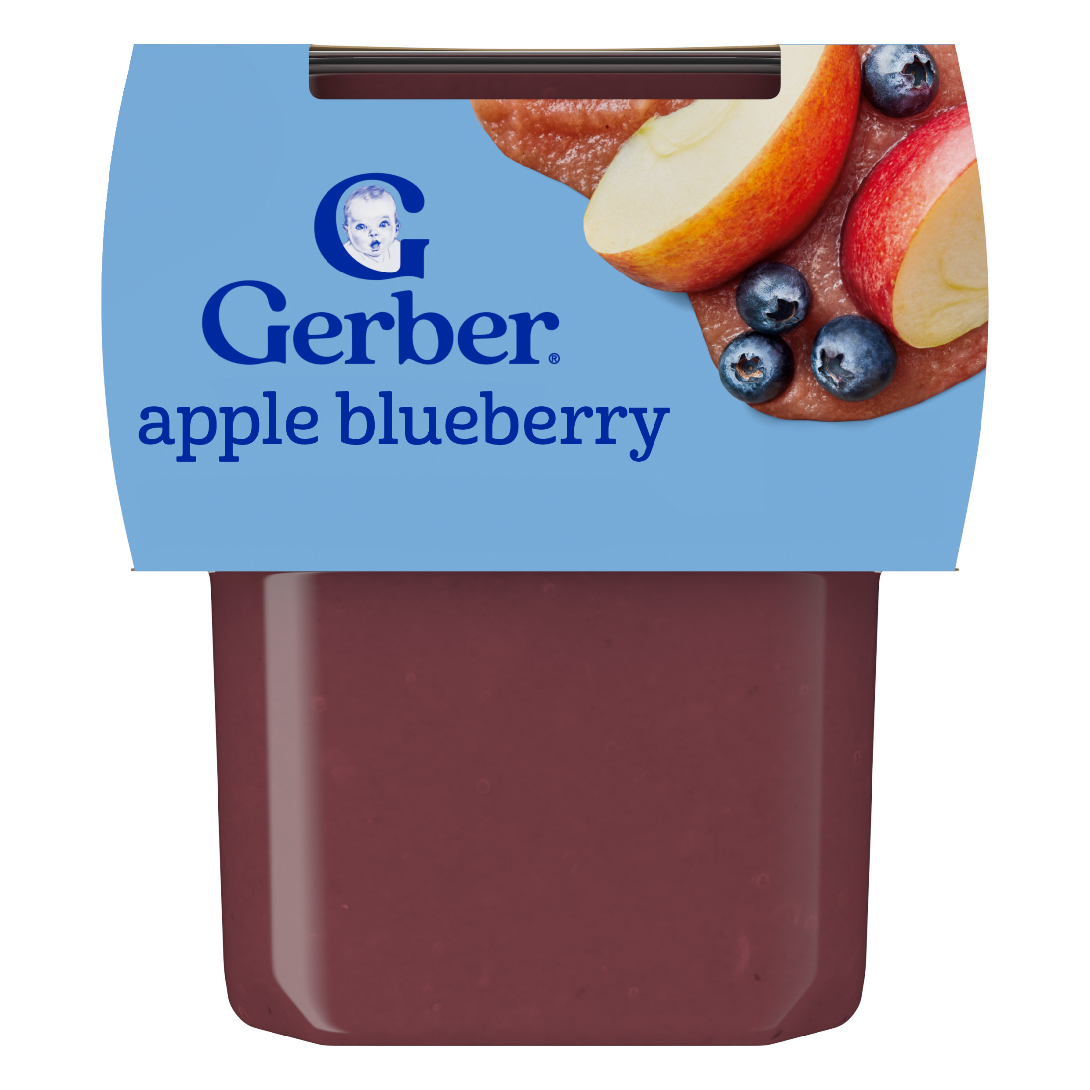 Gerber Stage 2 Baby Food, Apple Blueberry Puree Tub, Baby Puree, 2PK 8 oz
