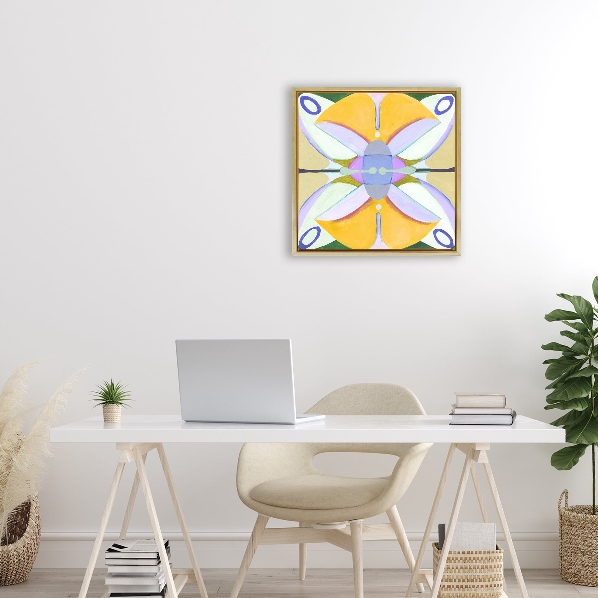 Stupell Industries Warm Revival Kaleidoscope Gold Framed Floater Canvas Wall Art, design by Melissa Wang
