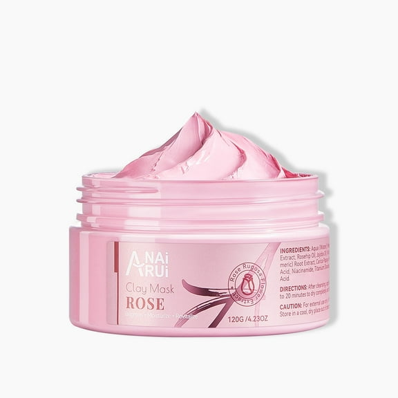 ANAI RUI Rose Facial Mask, Clay Mask with Kaolin Pink Clay, Valentines Day Gifts for Women, Niacinamide, Collagen, Hyaluronic Acid for Moisturizing & Smooth Skin, Pores Minimizers, 4.23 Oz
