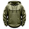 thumbnail image 3 of Miluxas Men's Cargo Hoodie Tacktical Sweatshirt Quarter-Zip Pullover with Multi Pockets Army Green 12(XXL), 3 of 3